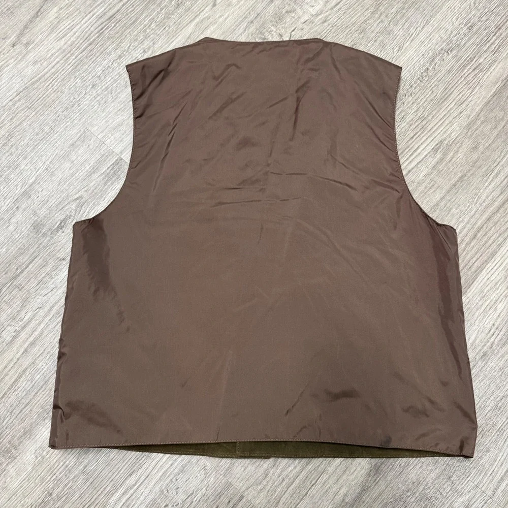 Arizona Jean Company Mens Large Brown Suede Leather Button Front Vest Vintage